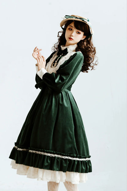 Miss Point - Customized Lolita Dress Vintage Elegant Velvet OP Dress