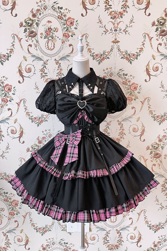 Alice Girl - Gothic Lolita Blouse Short Sleeve Black Shirt