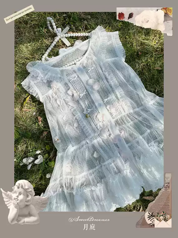 Sweet Dreamer - Antique Wall - Classic Vintage Lolita Vest Tulle Polka Dot Vest