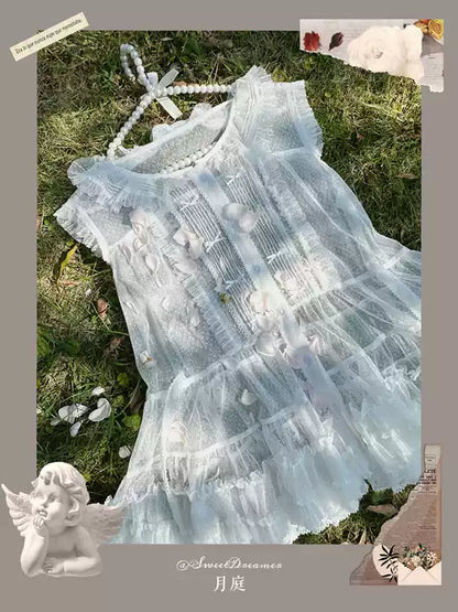 Sweet Dreamer - Antique Wall - Classic Vintage Lolita Vest Tulle Polka Dot Vest