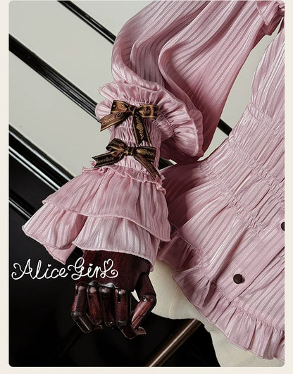 Alice Girl - Bear Chocolate Bar - Kawaii Lolita Blouse, Long Sleeve