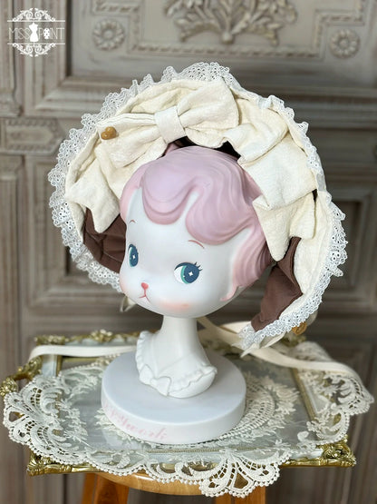Miss Point - Classical Chocolate - Classic Lolita Accessory Bowler Hat BNT Beret Jabot