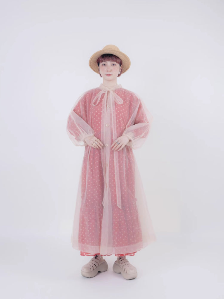 Vintage style dot chiffon dress【s0000006890】