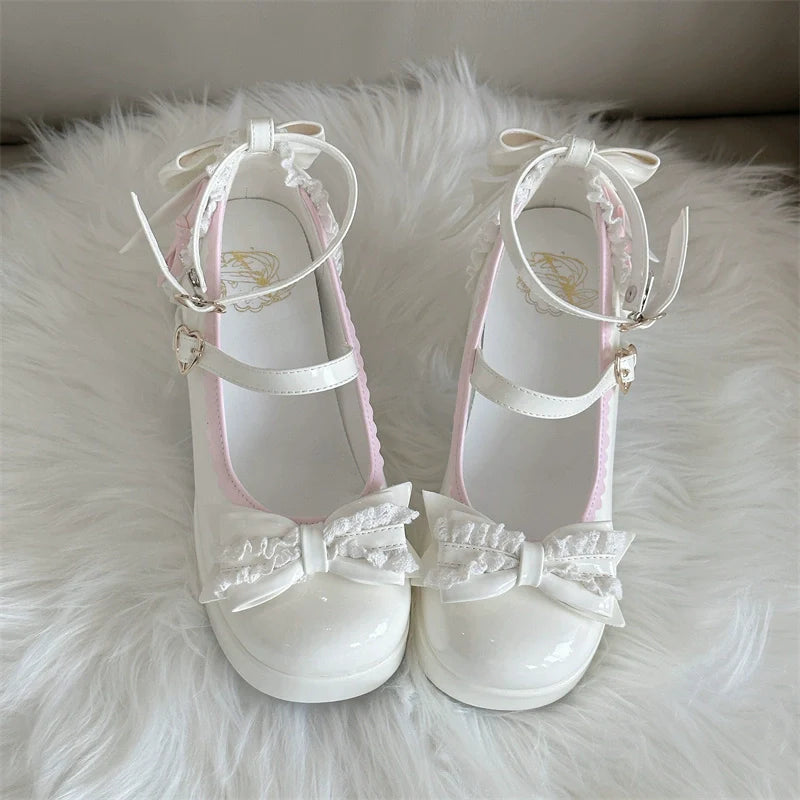 Jiangjiang Biscuit - Elegant Lolita High Heel Shoes Round Toe Low Cut
