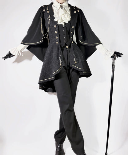 SilentMars - Law of the Fallen Moon - Retro Lolita Vest Coat Suit Knight Style Skirt