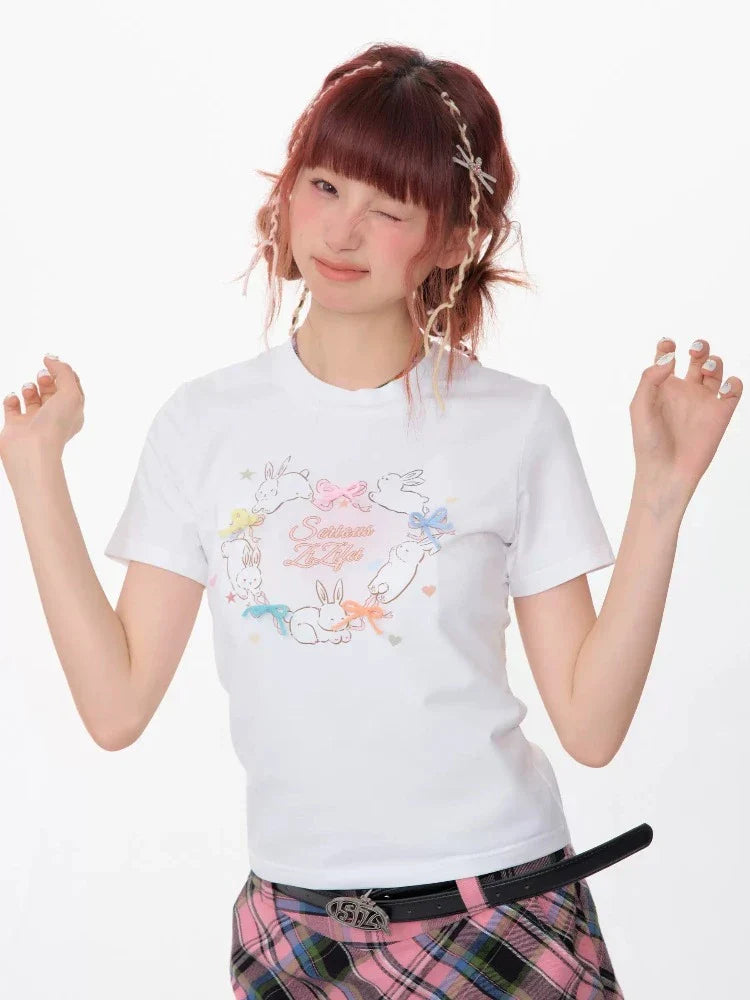 Round neck print short sleeve T-shirt【s0000007534】