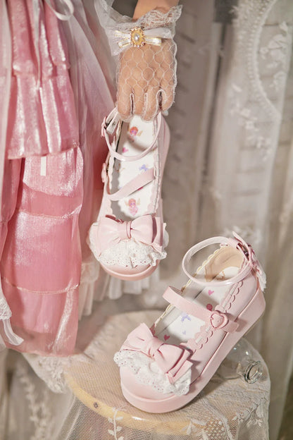 Jiujiu Lolita - Milky Puff - Sweet Lolita Heels Shoes, Round Toe With Petite Wedge