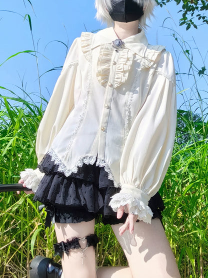 DMFS Lolita - Night Banquet - Pointed Collar Classic Lolita Shirt, Long Sleeve