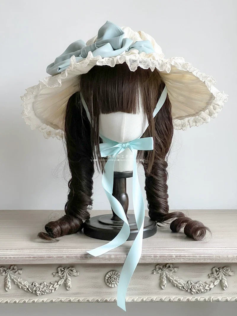 MAID - Vintage Lolita Hat Striped Lace Hat
