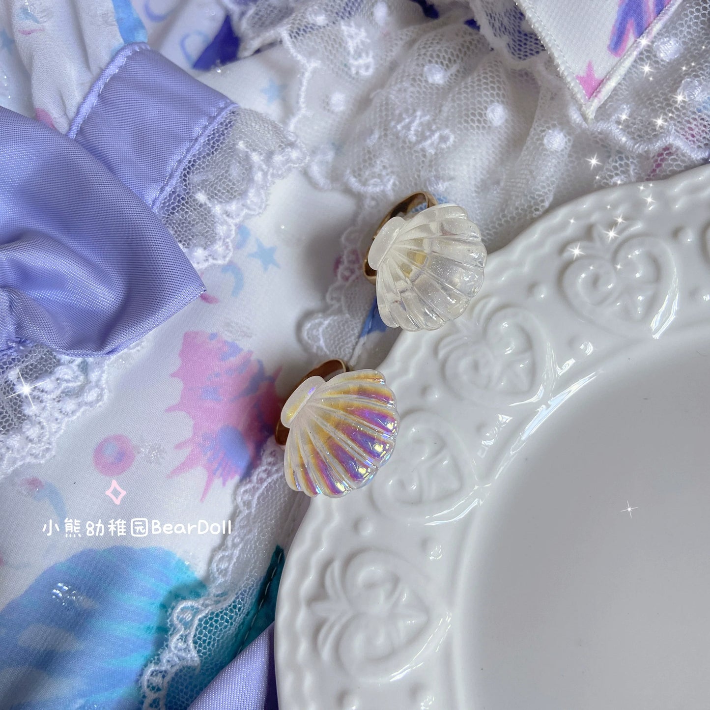 Bear Doll - Kawaii Lolita Ring Adjustable Shell Heart Shape Accessories