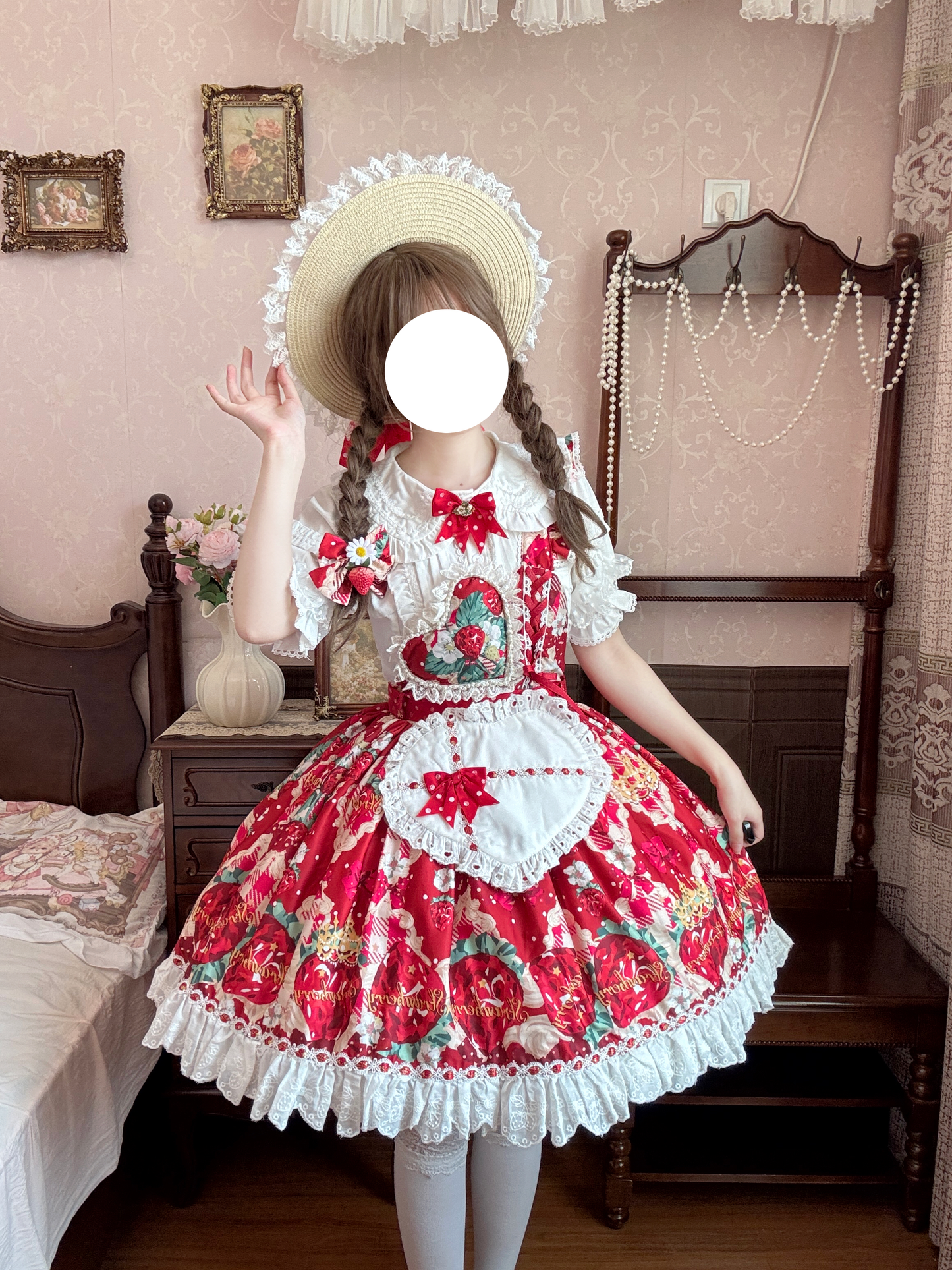 Suiyi - Crown Strawberry - Sweet Lolita Salopette Dress Suit, Single Strap