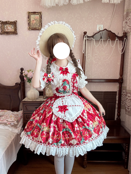Suiyi - Crown Strawberry - Sweet Lolita Salopette Dress Suit, Single Strap