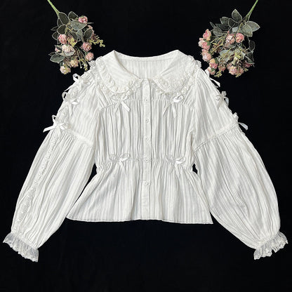 DMFS Lolita - Sweet Lolita Shirt Doll Collar Blouse High-waisted