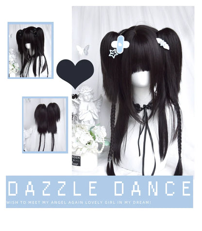 Sinwavy - Gothic Lolita Wig Black Natural Hair With Ponytails & Braids