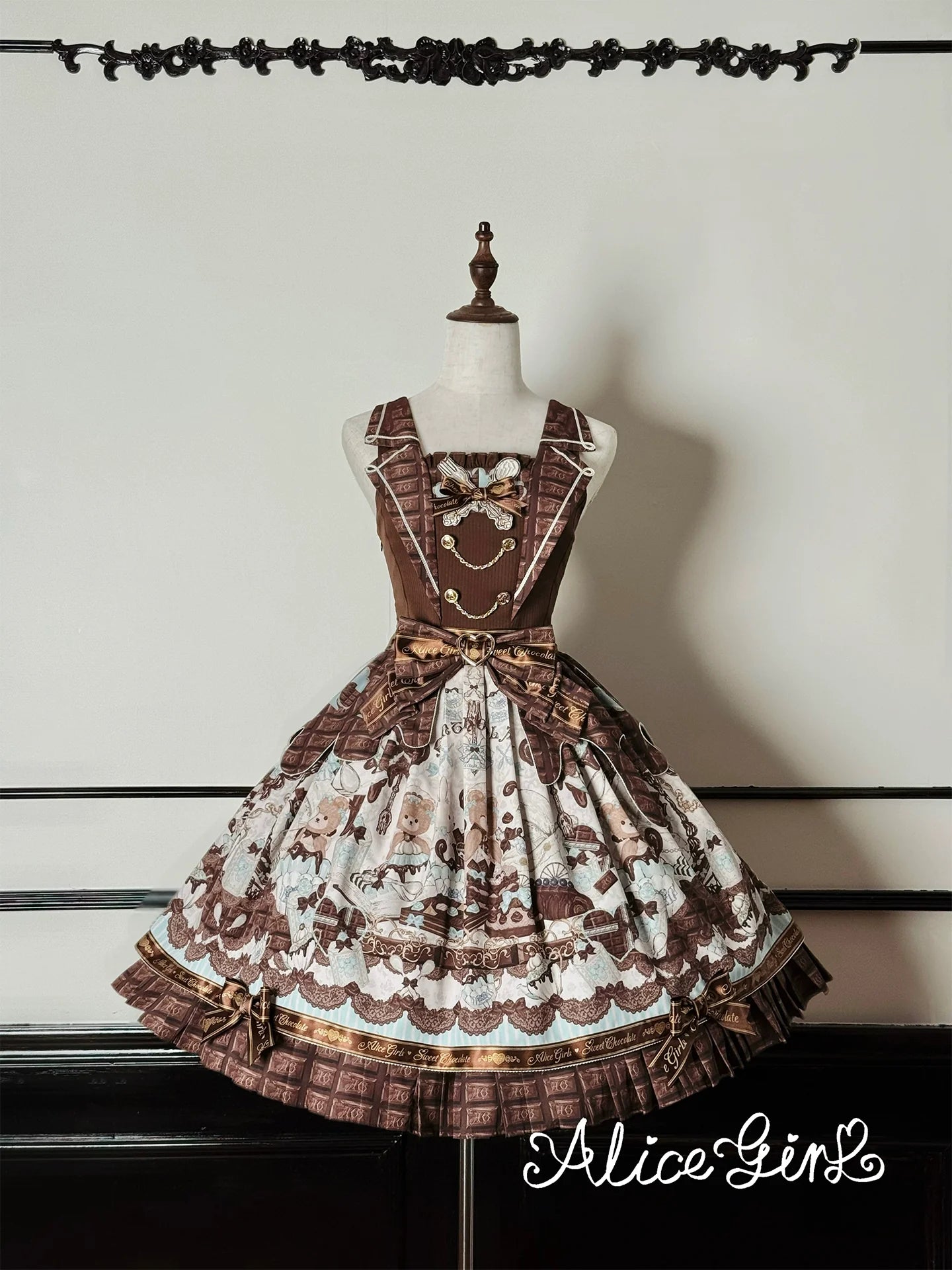 Alice Girl - Bear Chocolate Bar - Kawaii Lolita JSK & Salopette Dress