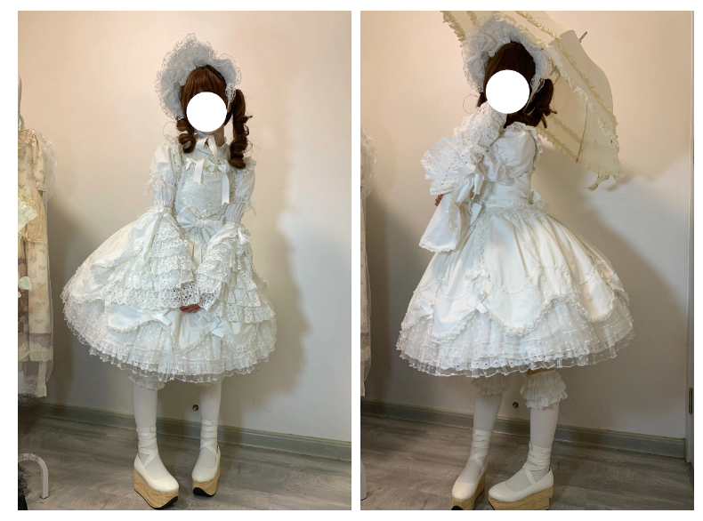 The Seventh Doll - Sweet Diary SP - Vintage Lolita Jumper Dress Petal-like Hem JSK Headdress Set
