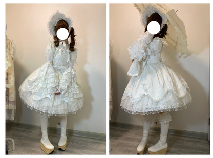 The Seventh Doll - Sweet Diary SP - Vintage Lolita Jumper Dress Petal-like Hem JSK Headdress Set