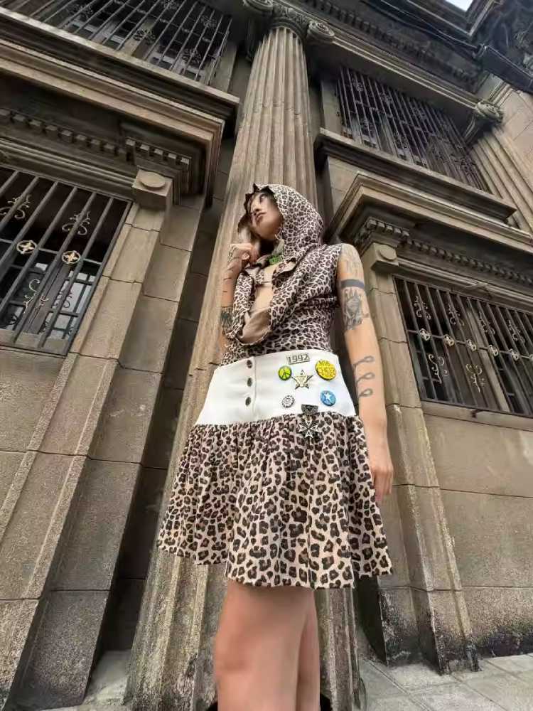 Leopard print low waist short skirt【s0000009815】