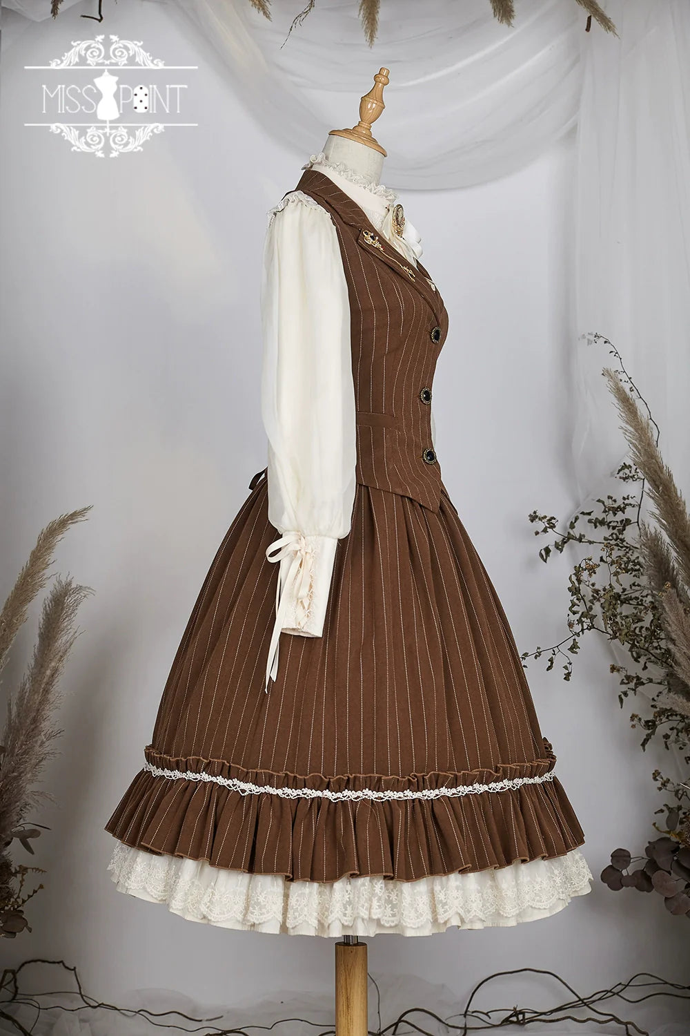 Miss Point - Rose Doll - Elegant Lolita Striped Fishbone Skirt