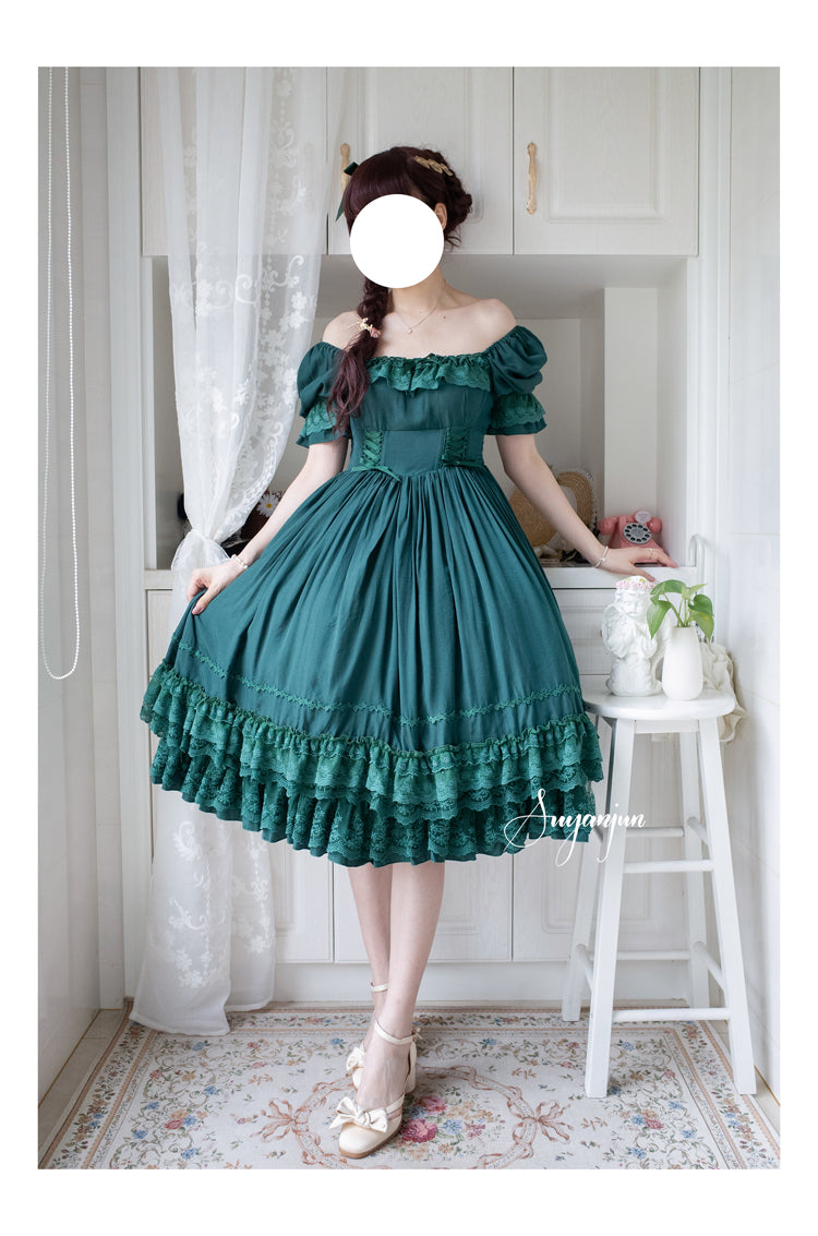 Sweet Wood - Nyx's Kiss - Plus Size Classic Lolita Short-sleeved OP Dress