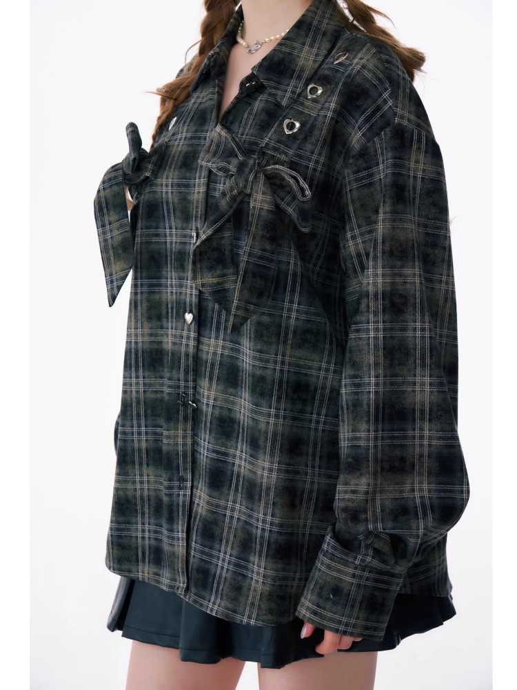 Loose plaid shirt【s0000010165】