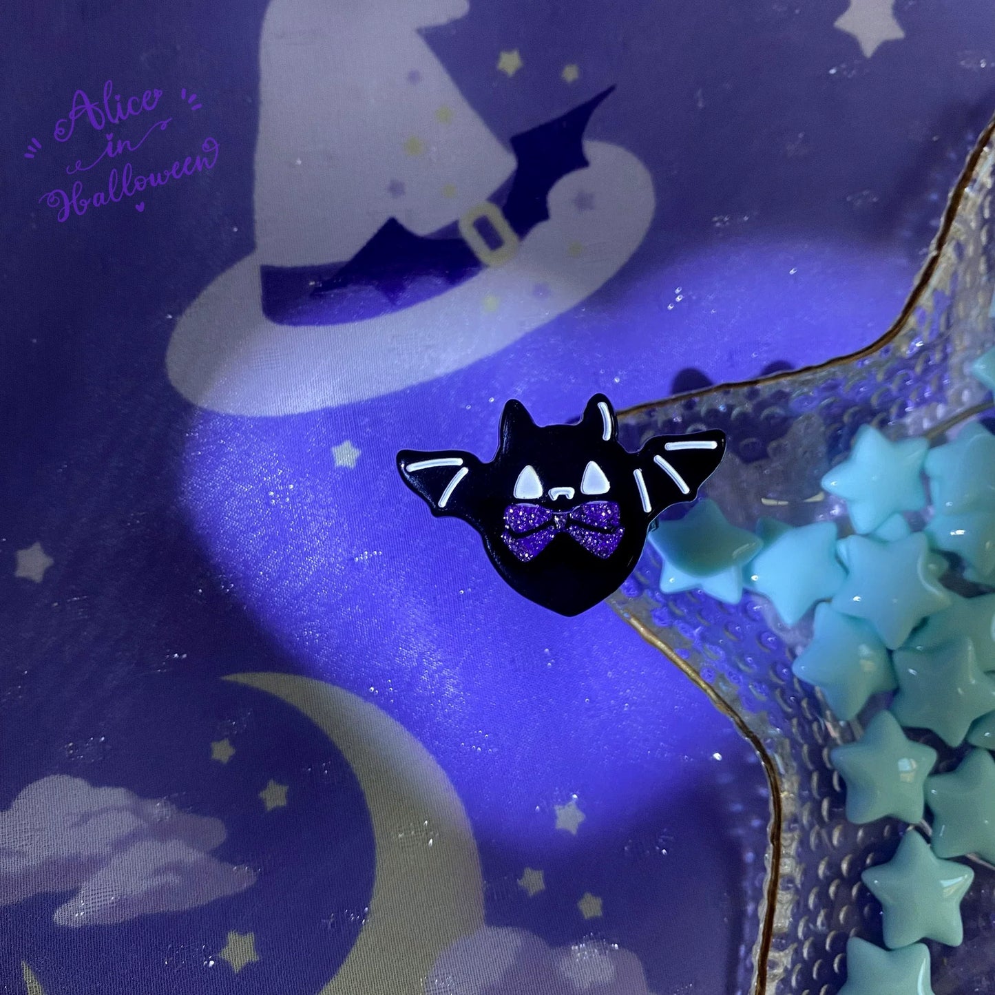 Halloween Alice - Chubby Bat - Halloween Colorful Beads Lolita Necklace, Bat Accents