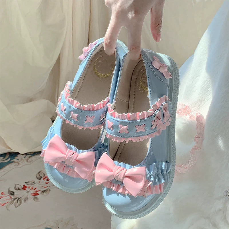 Fairy Godmother - Cute Lolita Shoes Bow Candy-Colored Lolita Flat Shoes