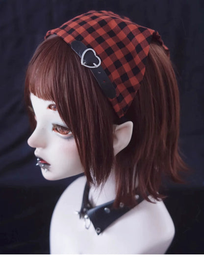 Strange Sugar - Gothic Lolita Black-red Plaid Hairband