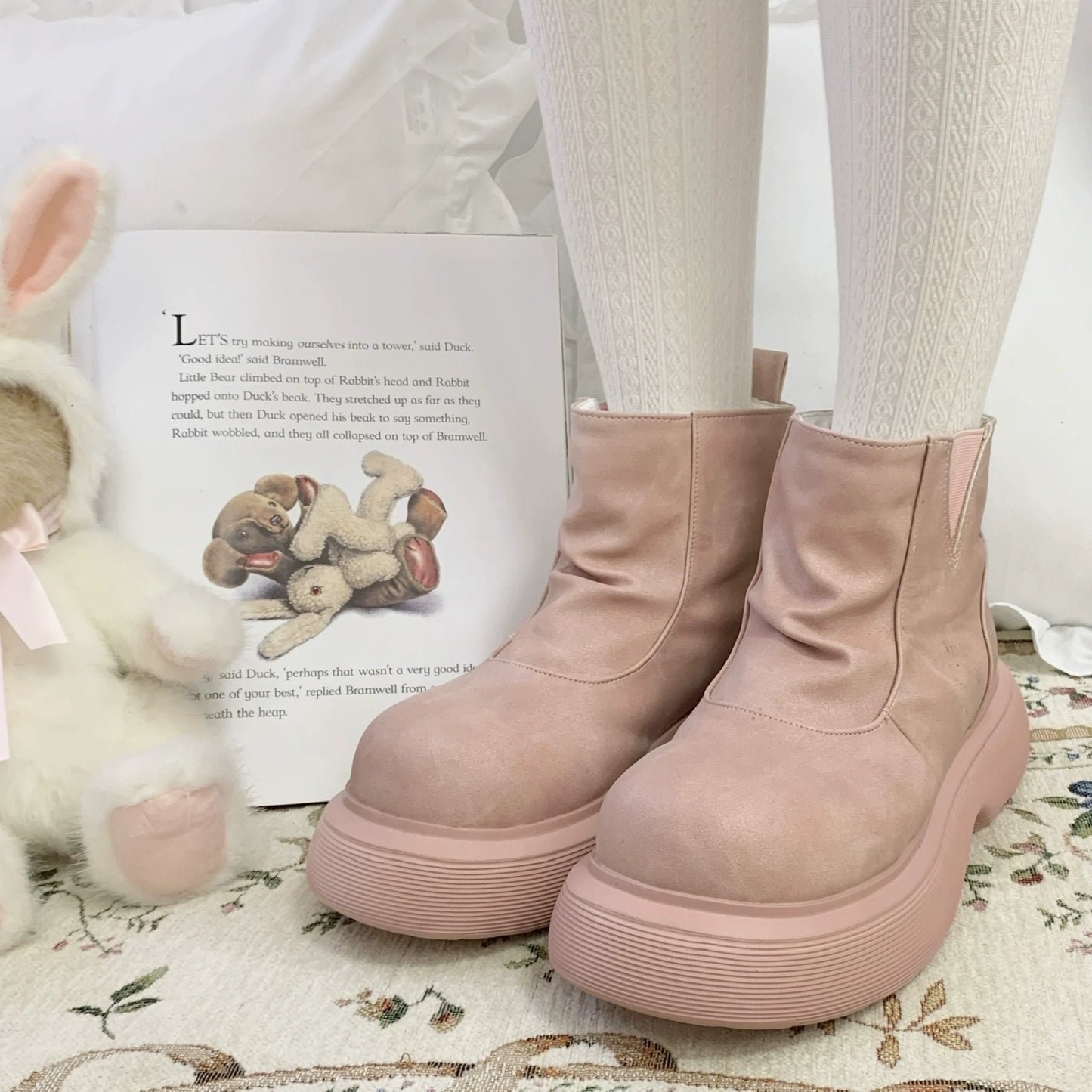 Dolly Doll - Ponyo - Winter Casual Lolita Boots Bow Thick Sole Shoes