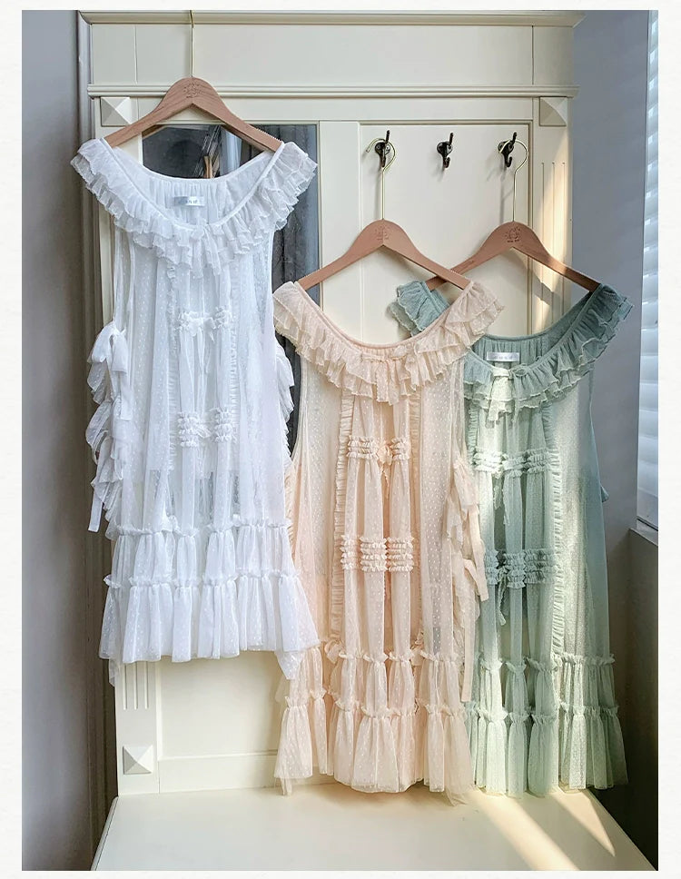 With PUJI - Letters and Poetry - Classic Lolita Tulle Over-Skirt for Summer