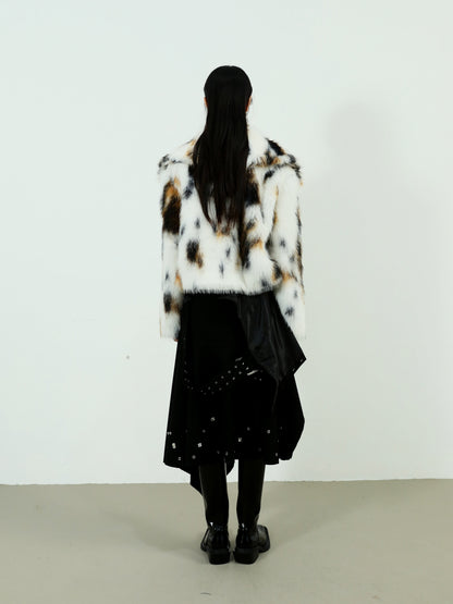 Animal Pattern Imitation Fur Short Coat