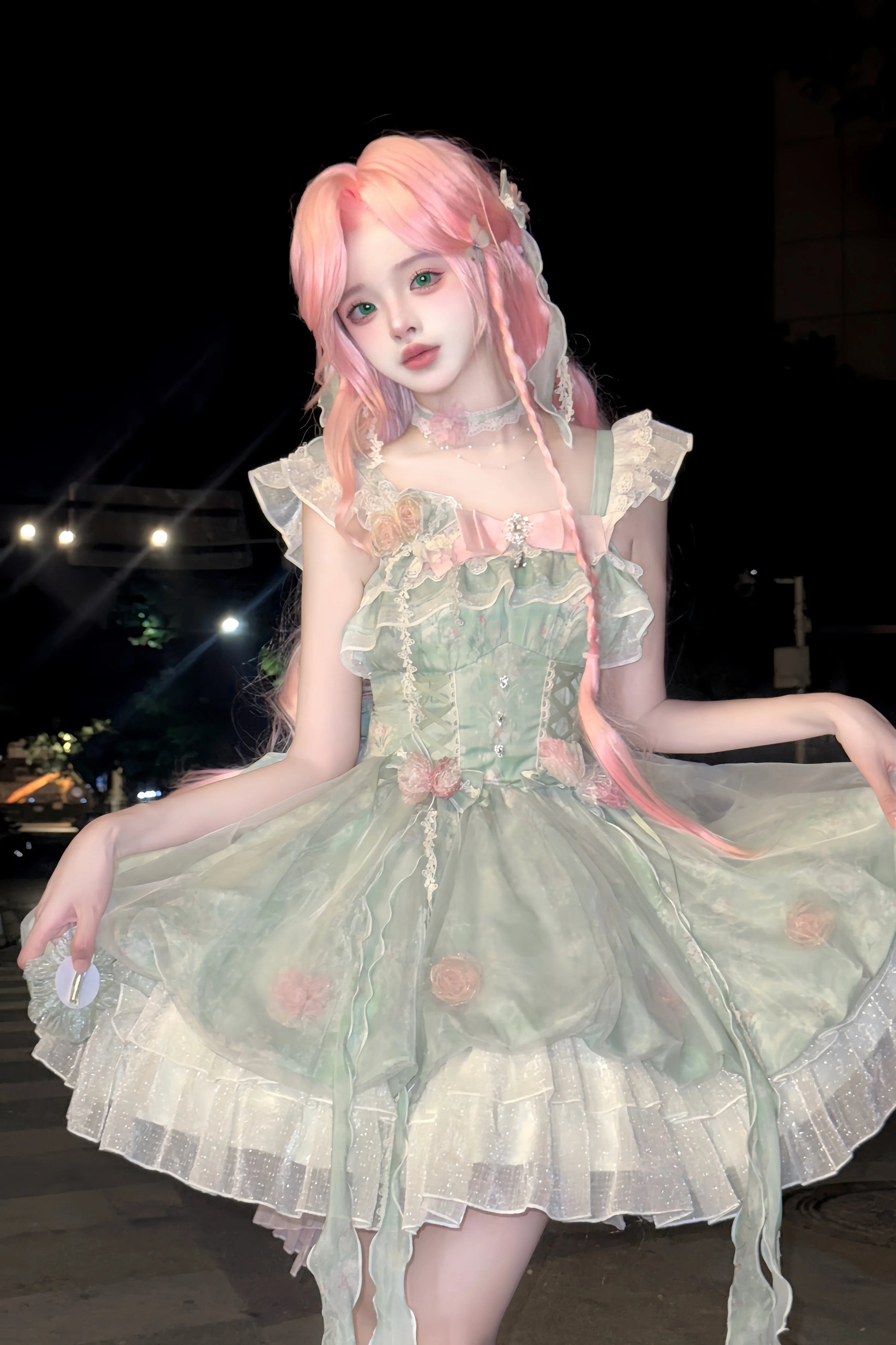 Platycodon House - Floral Magician - Sweet Lolita Dress Floral Print Short Length JSK