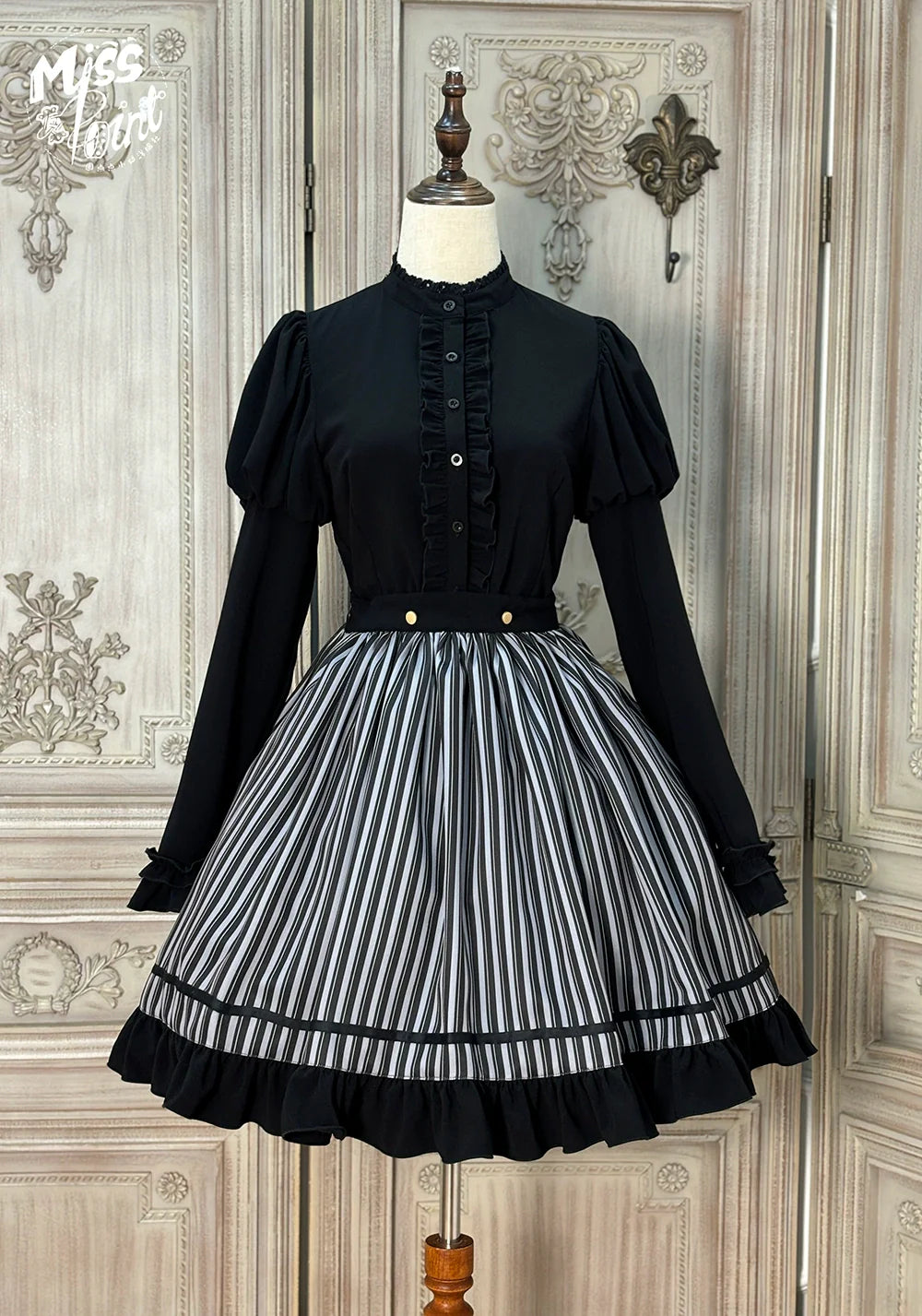 Miss Point - Classical Chocolate - Classic Lolita Skirt Elegant Striped SK