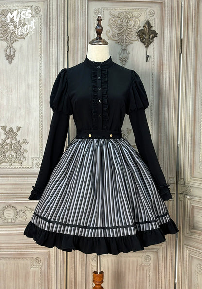 Miss Point - Classical Chocolate - Classic Lolita Skirt Elegant Striped SK
