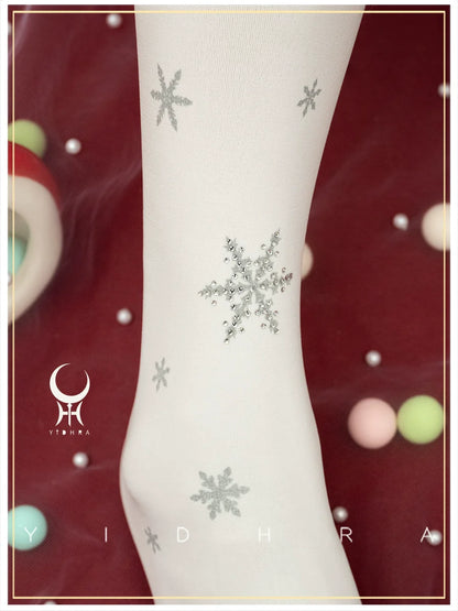 Yidhra - Snow Deer Search - Winter Lolita Pantyhose Kawaii Christmas Pantyhose