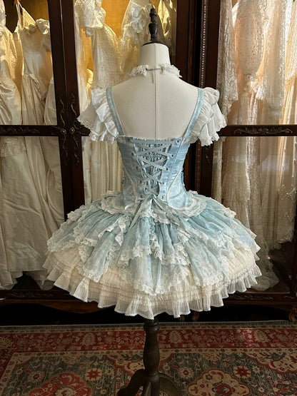 Meowing and fruity - Dream of Floral - Doll-Like Sweet Lolita Dress, Tiered Petal Hem