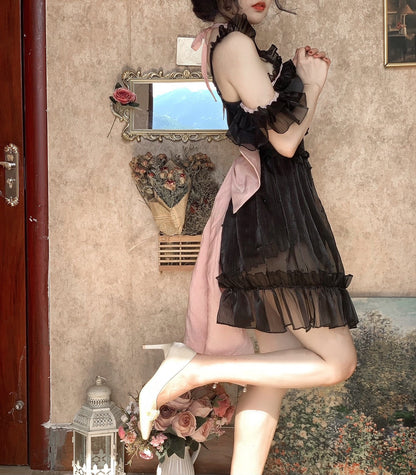 Polaris Lolita - Mermaid - Lolita Inspired Swimsuit with Tulle Overlay and Trailing