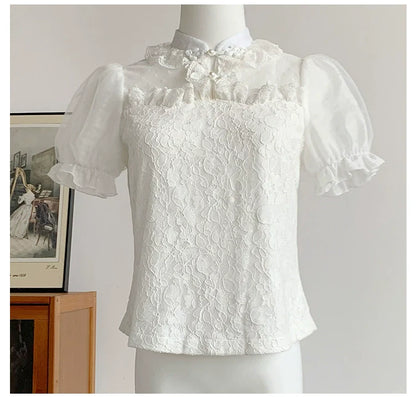 With PUJI - Moon Gauze - Qi Lolita Blouse Chinese Style Shirt