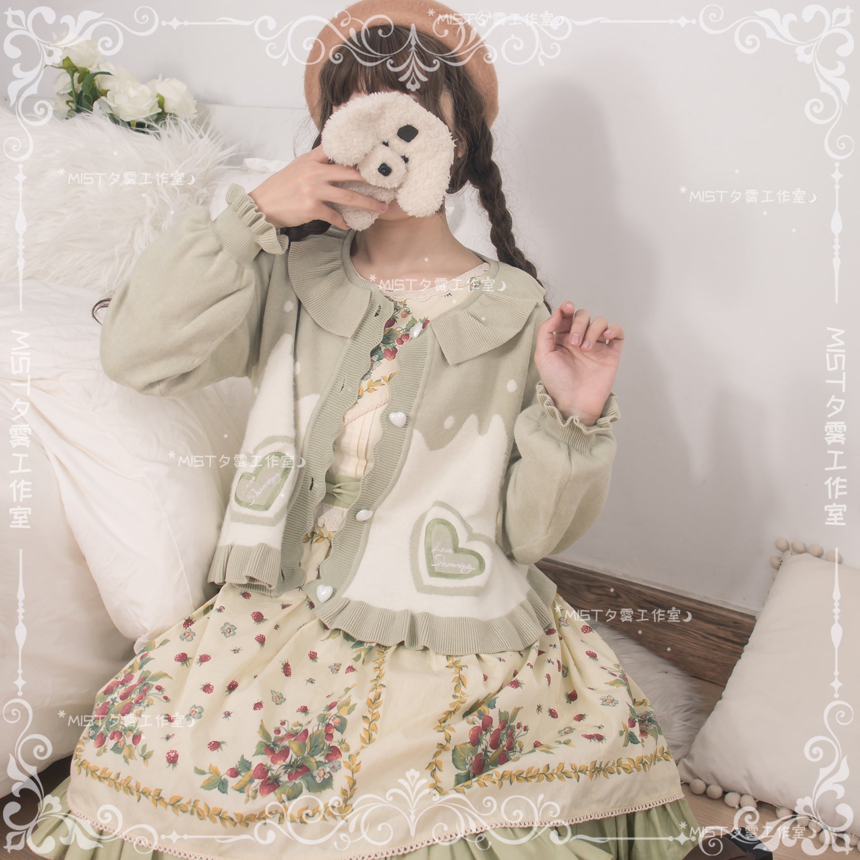 MIST - Beating Heart - Sweet Lolita Thick Sweater Coat Puff Sleeve