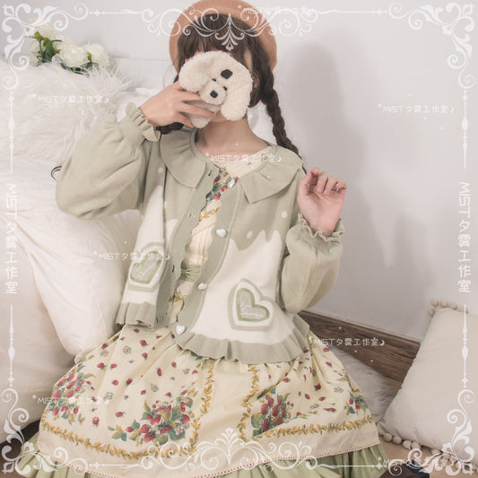 MIST - Beating Heart - Sweet Lolita Thick Sweater Coat Puff Sleeve