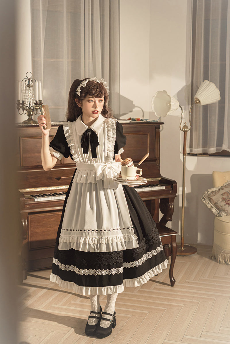 Your Princess - Maid Lolita Puff Sleeve Black Dress