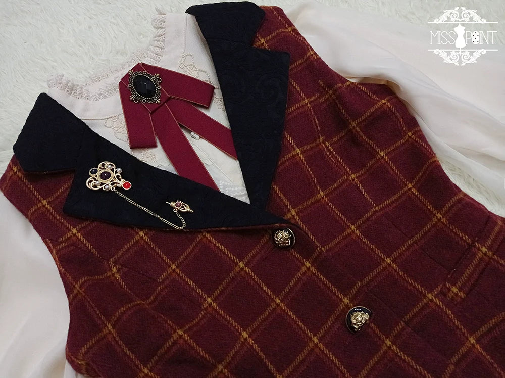 Miss Point - Rose - Elegant Lolita Pliad Print Vest Customized