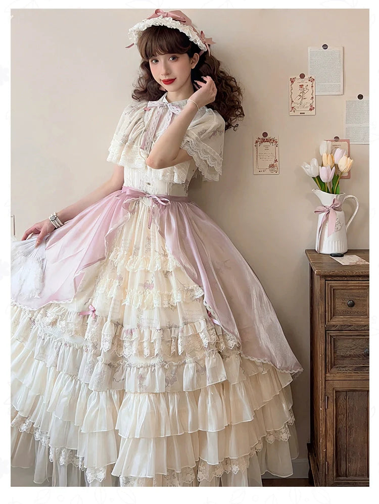 With PUJI - Nanke - Edwardian Collar Classic Lolita OP Dress Outfit
