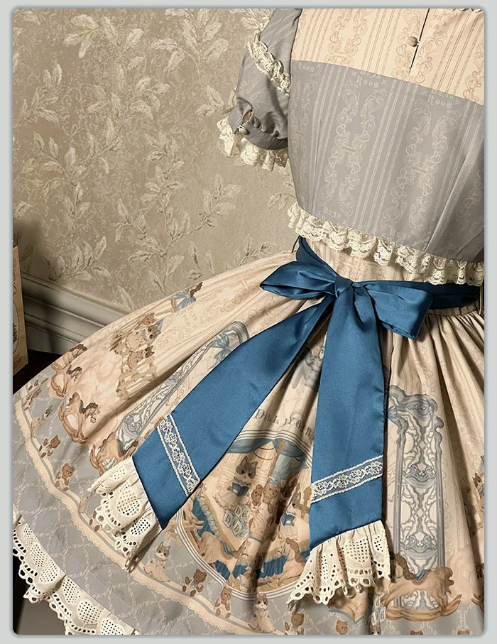Alice Girl - Sea Salt Fairytale - Sweet Doll-like Lolita OP Animal Printed Lolita Dress