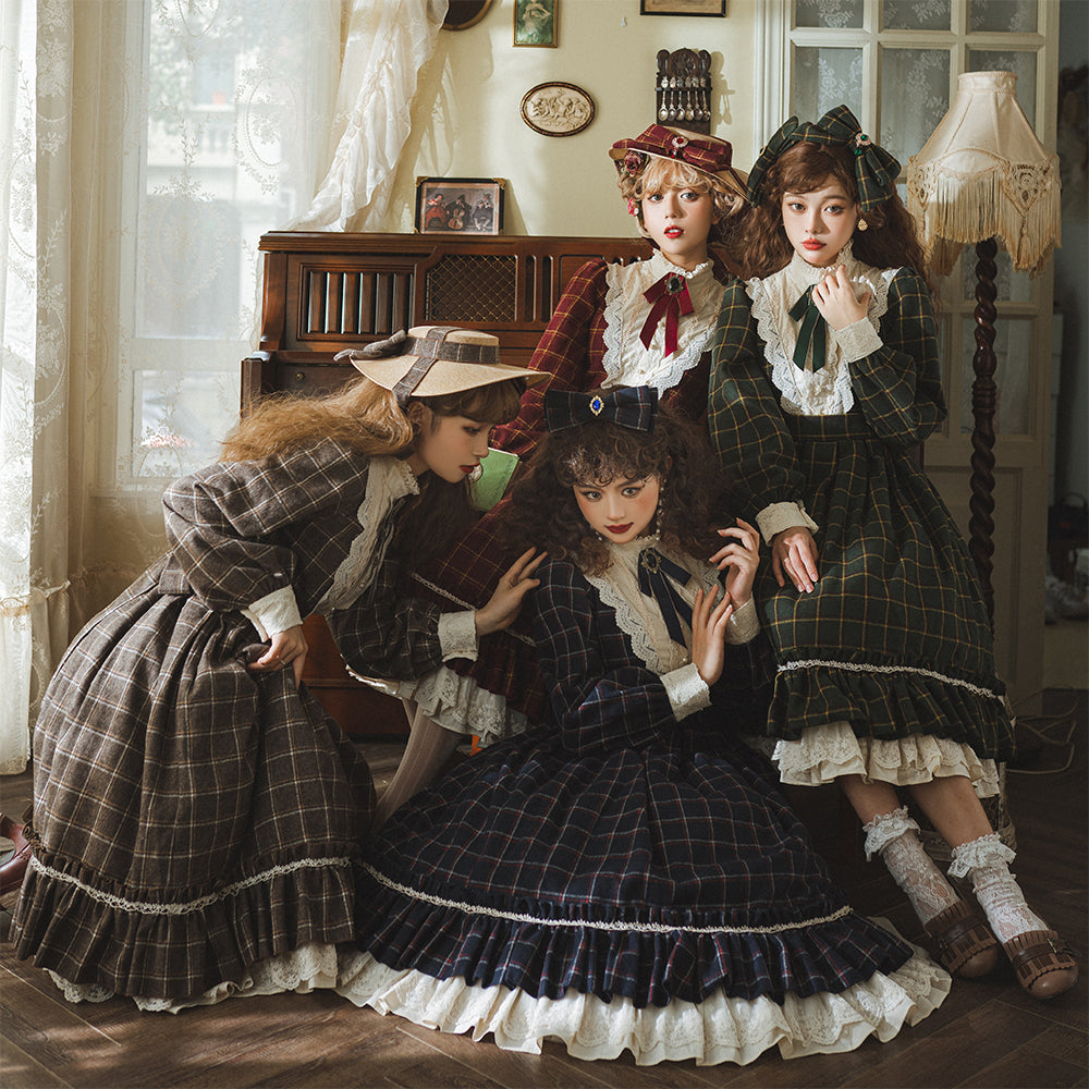 Miss Point - Rose Silhouette 3.0 - Plaid Vintage Classic Lolita OP