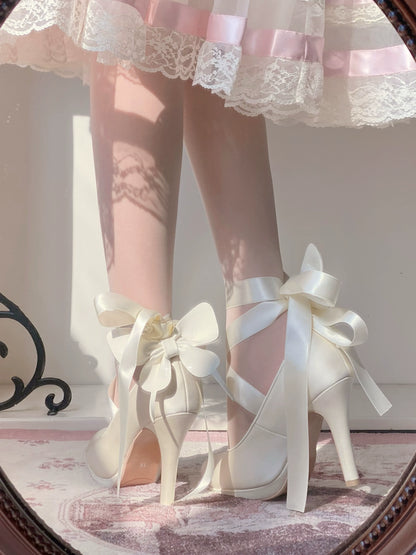 Pure Tea For Dream - Butterfly Specimen - Ballet Style Lolita Shoes Elegant Platform Lolita Heels