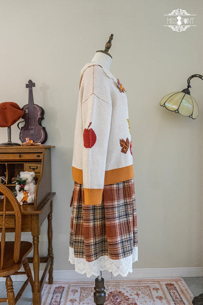 Miss Point - Chubby Fox in the Forest - Kawaii Lolita Sweater Customized Winter Lolita Couple Outfit