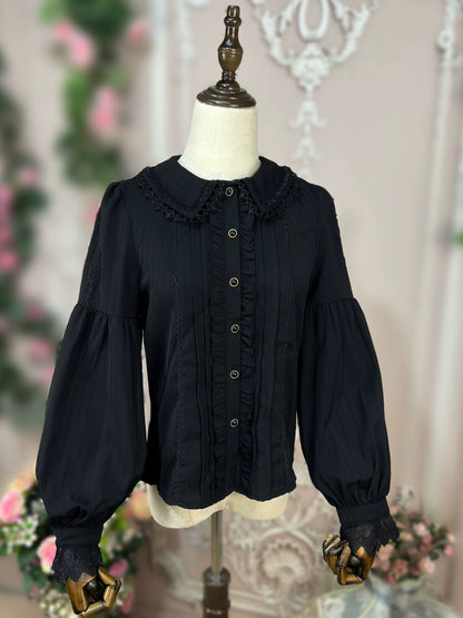 DMFS Lolita - Sweet Lolita Blouse Winter Doll Collar Shirt Long Sleeve Fit Top