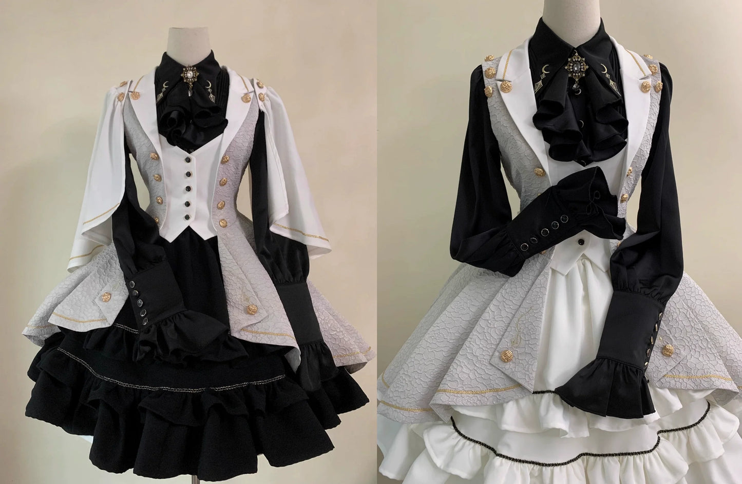 SilentMars - Fallen Moon Rule - Military Lolita Shirt Set Retro Knight Style Blouse