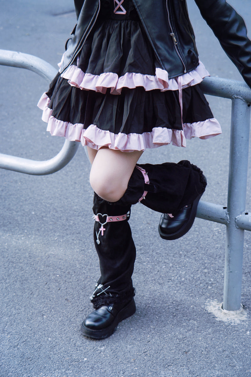 Strange Sugar - Gothic Suede Warm Leg Cover Black Pink